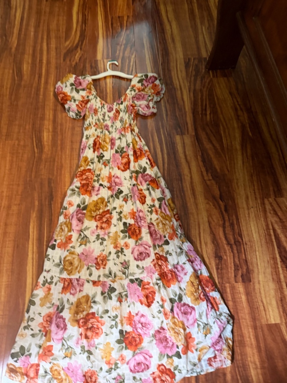 Show Me Your MuMu Cream Maxi Dress with Pink & Orange Floral Print